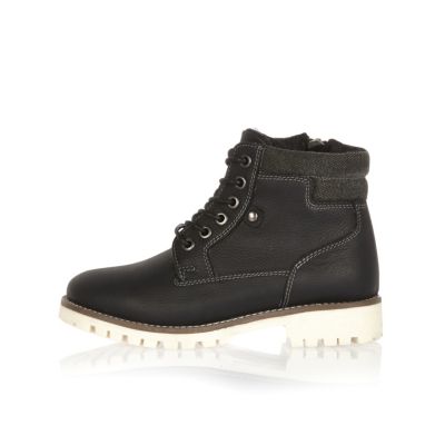 Boys black cleated sole worker boots
